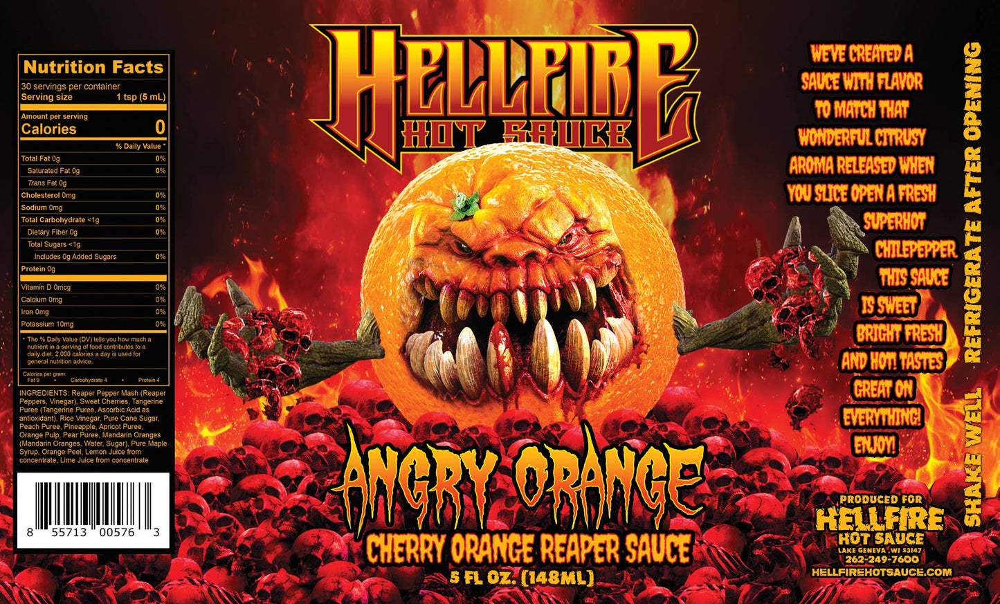 Hellfire - Angry Orange / Cherry Orange Reaper Hot Sauce 148 ml