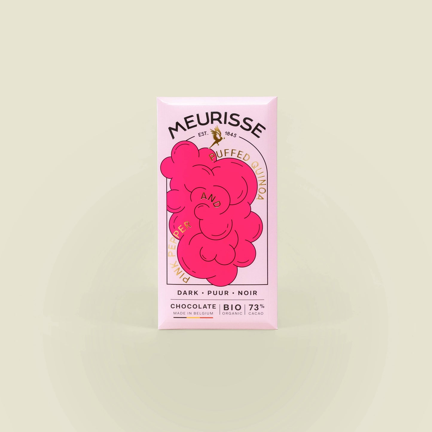 Meurisse - Ekologisk mörk choklad med puffad quinoa och rosa paprika