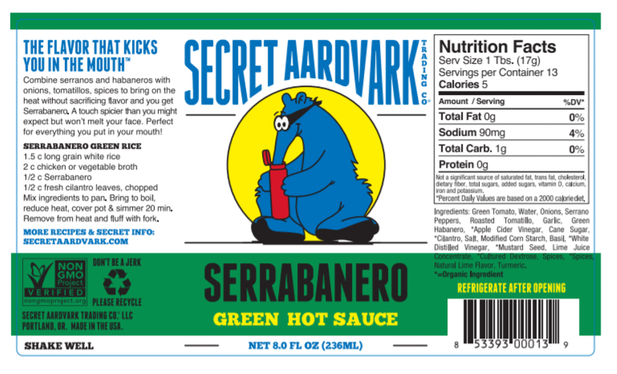 Secret Aardvark - Serrabanero Green Hot Sauce