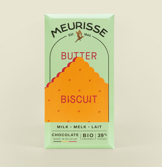 Meurisse - Ekologisk mjölkchoklad med smörkex (100g)