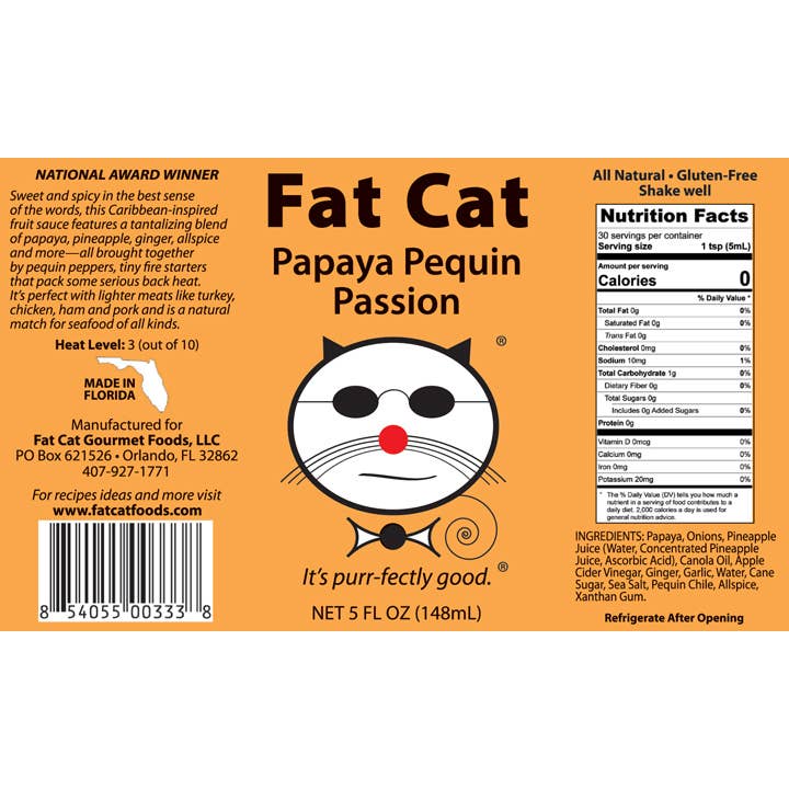 Fat Cat - Papaya Pequin Passion Hot Sauce