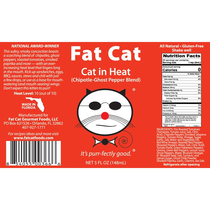 Fat Cat - Cat In Heat (Chipotle Ghost Pepper Hot Sauce)