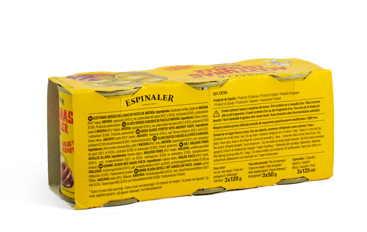 Espinaler - Oliver fyllda med ansjovis 3 x 50 g